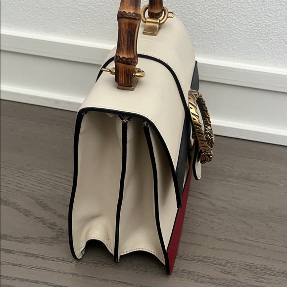 Gucci Dionysus White, Navy and Red Bamboo Top Handle Purse - Picture 5 of 8